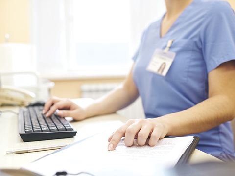 person checking medical records