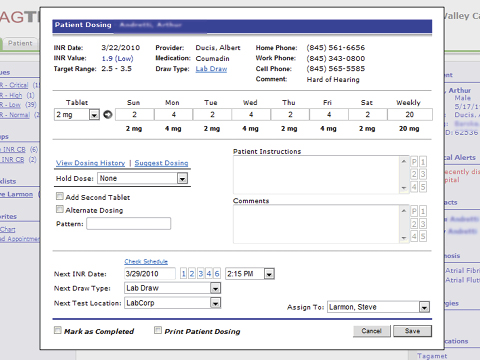 screenshot of dosing