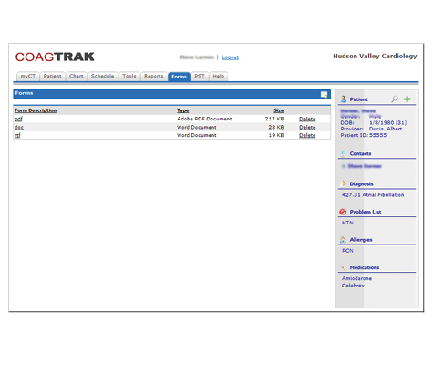 screenshot of forms